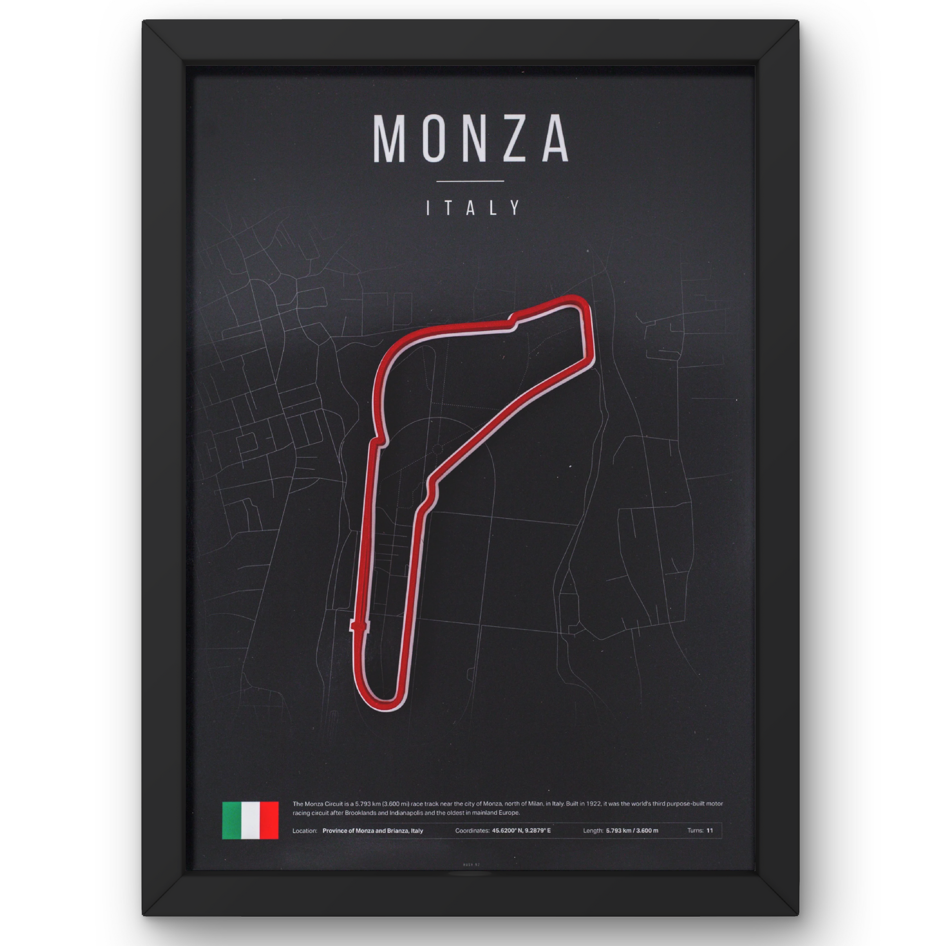 Framed poster of Monza circuit map 